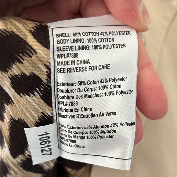 Michael Kors Tan Raincoat Trench Coat with Leopard Lining and Removable Hood - Picture 12 of 16